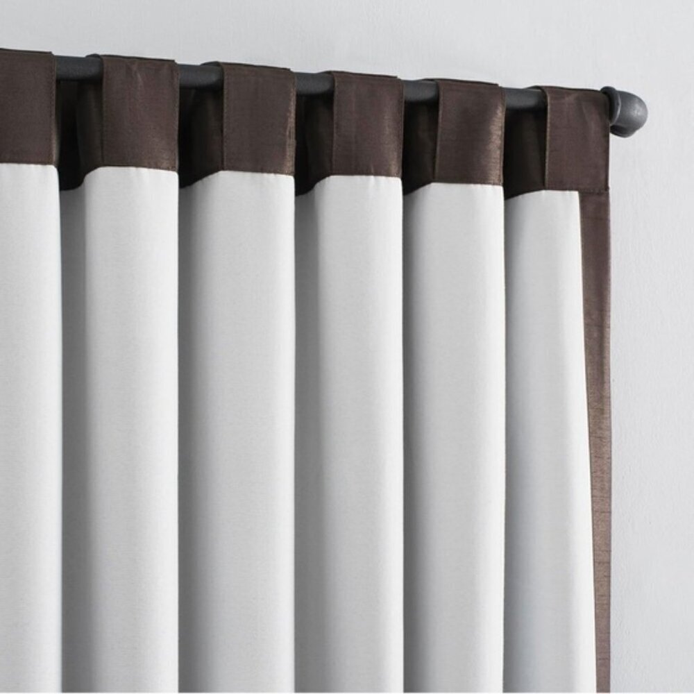 Sun Zero Faux Dupioni Silk Thermal Blackout Back Tab Curtain  50" x 63"  Brown - Picture 6 of 16